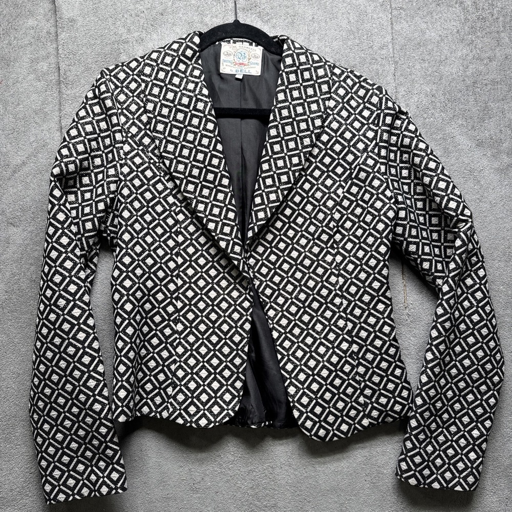 Fine Garments‎ By Bell women's Geometric Print Metallic Thread Blazer 10